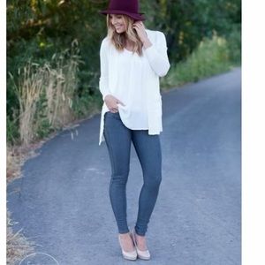 Gray colored skinny legging jegging pant